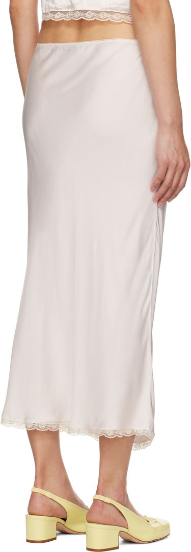 Kjol GUIZIO Guizio Kahli Lace-Trimmed Midi Slip Skirt Beige | F24304W022, 2