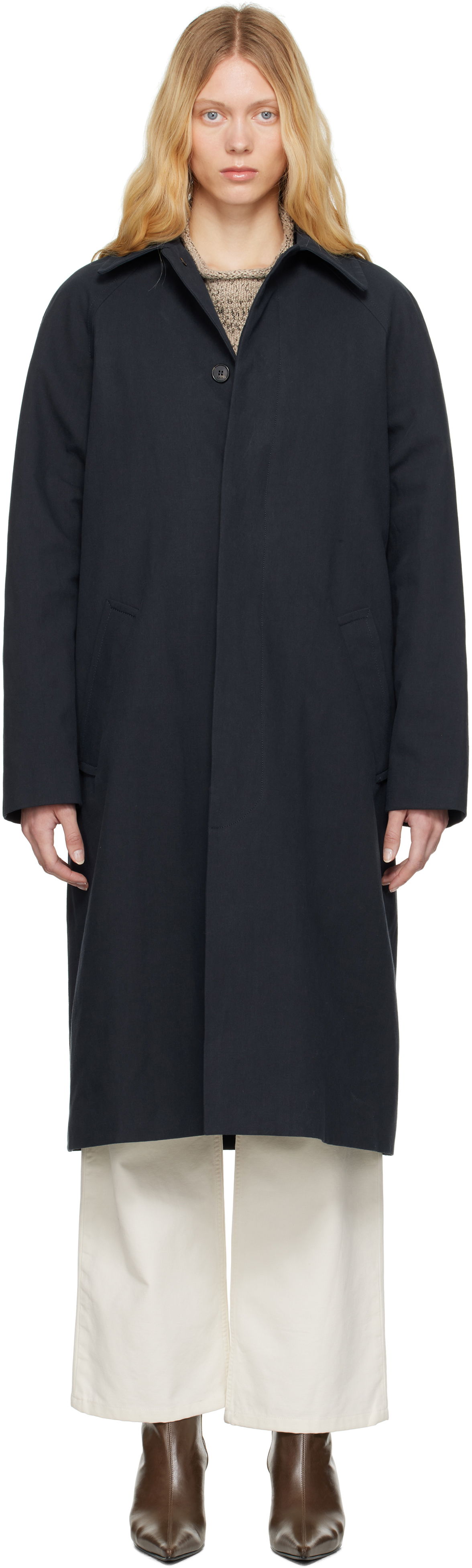 Trenchcoat A.P.C. A.P.C. Eduoard Mac Trench Coat Mörkblå | COGXT-M01549, 0