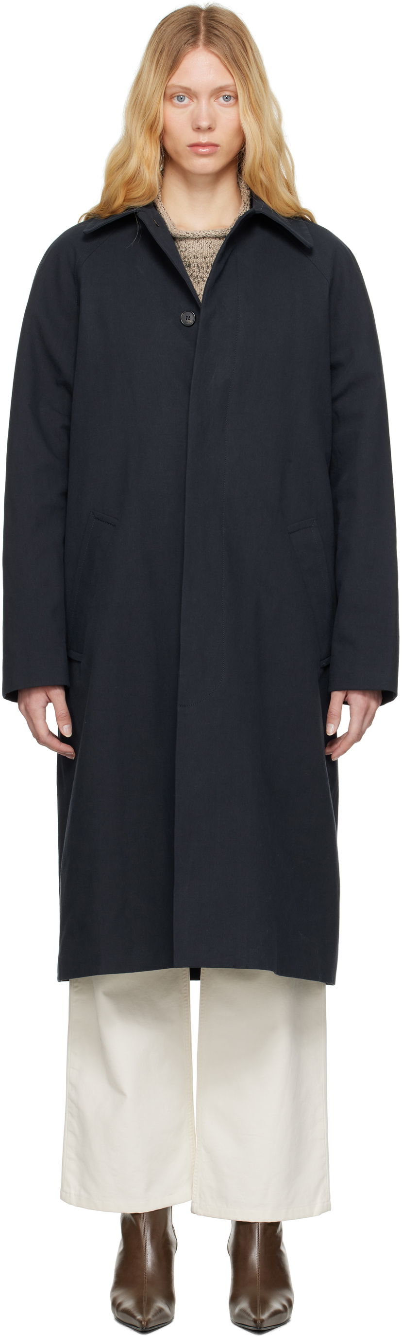 Trenchcoat A.P.C. A.P.C. Eduoard Mac Trench Coat Mörkblå | COGXT-M01549