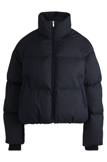 Pufferjacka BOSS Corduroy-Effect Water-Repellent Puffer Jacket Mörkblå | 50524026