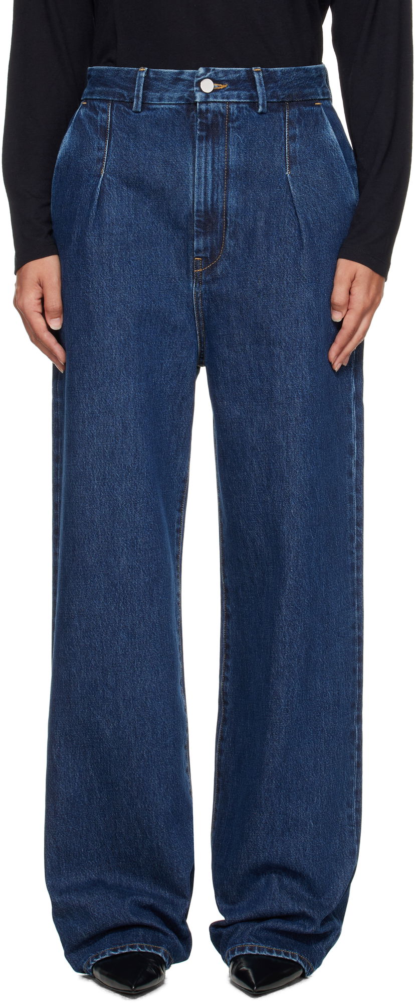 Jeans Loulou de Saison Loulou de Saison Attu Pleated Jeans Blå | ATTU LDS