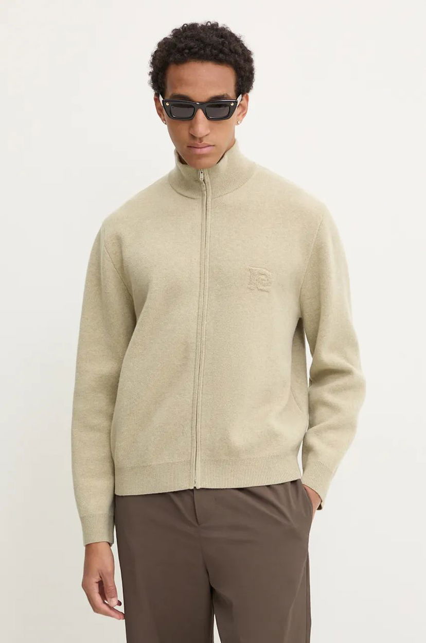 Sweater Nanushka Zip-Up Wool Sweater Beige | NM24PFSW00472