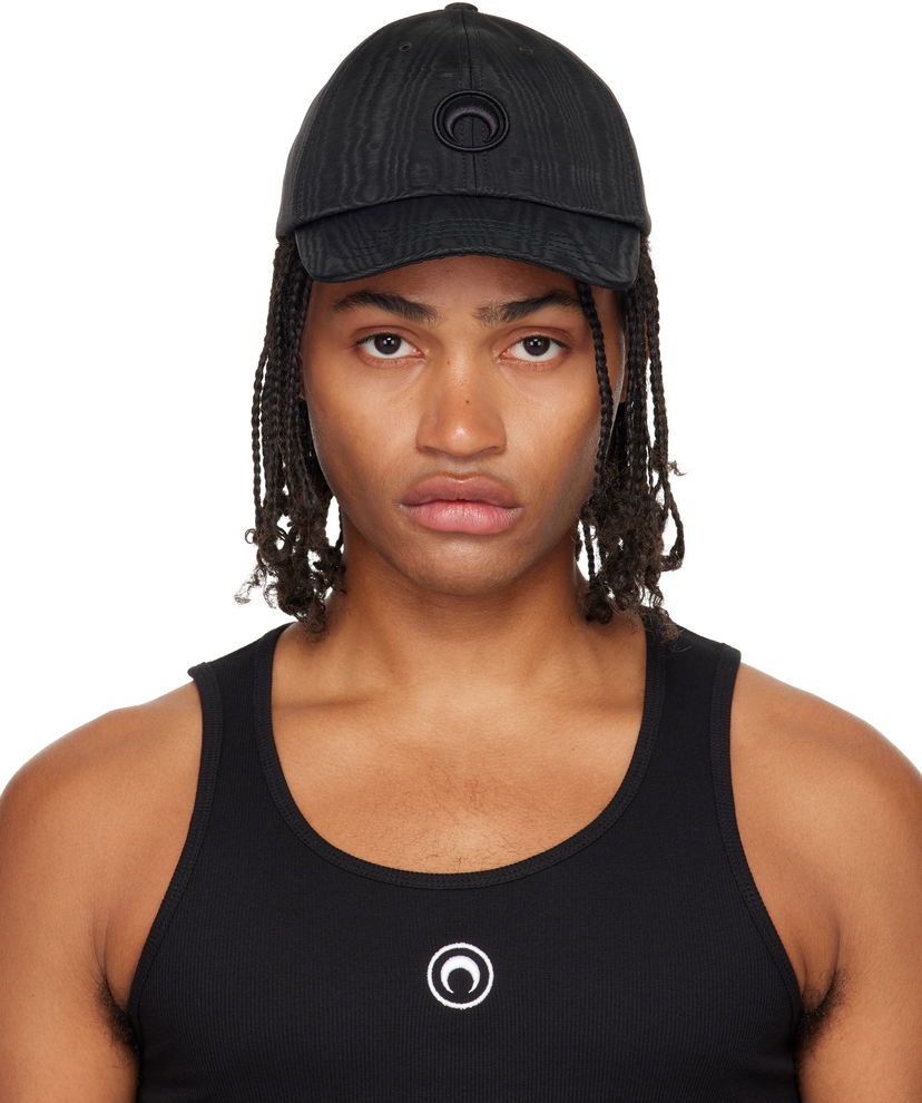 Keps Marine Serre Marine Serre Recycled Moire Baseball Cap Svart | UHG001ACWOV0030