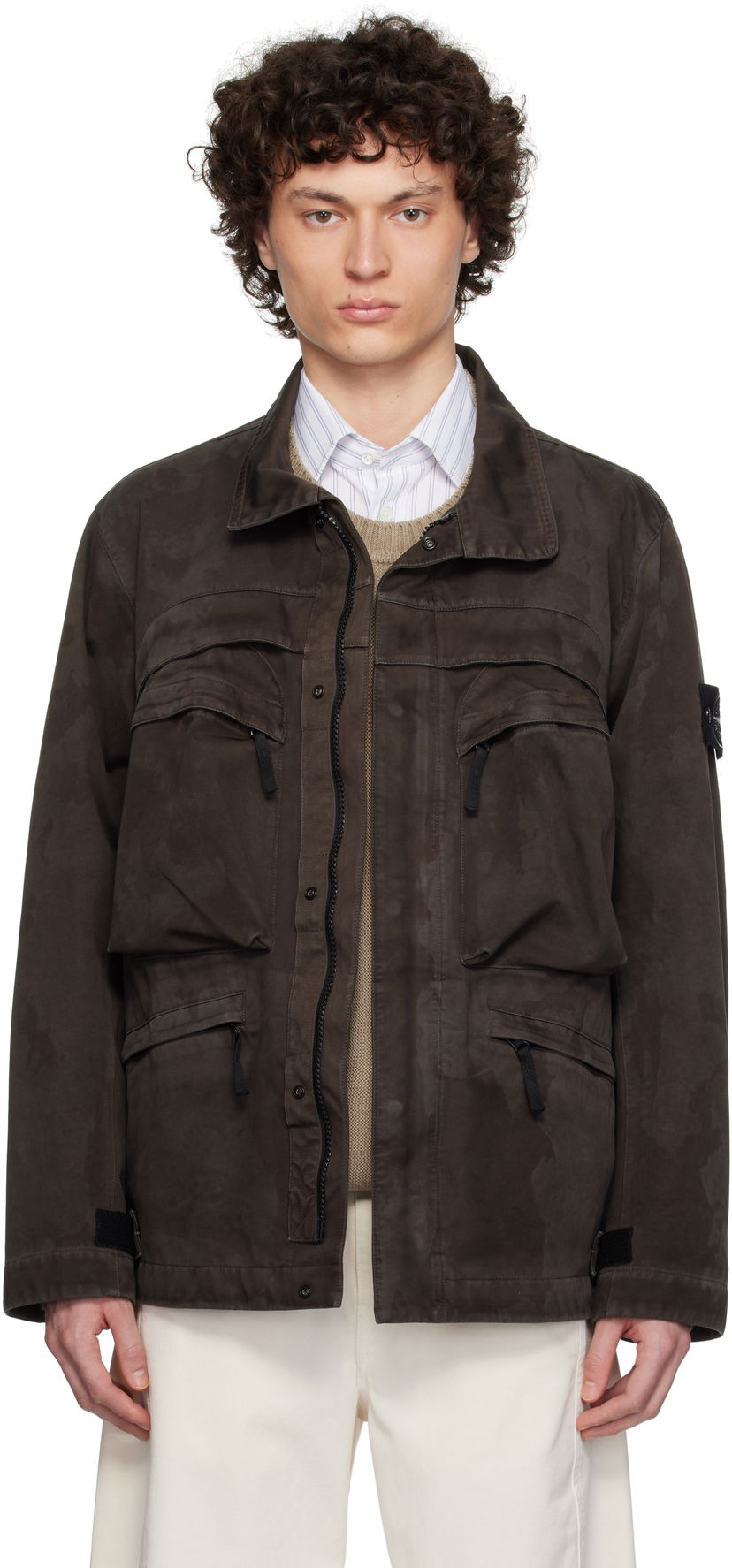 Parkas Stone Island Stone Island Laser Camo 3L Raso Gommato Jacket Brun | K1S15 4100022 S0078