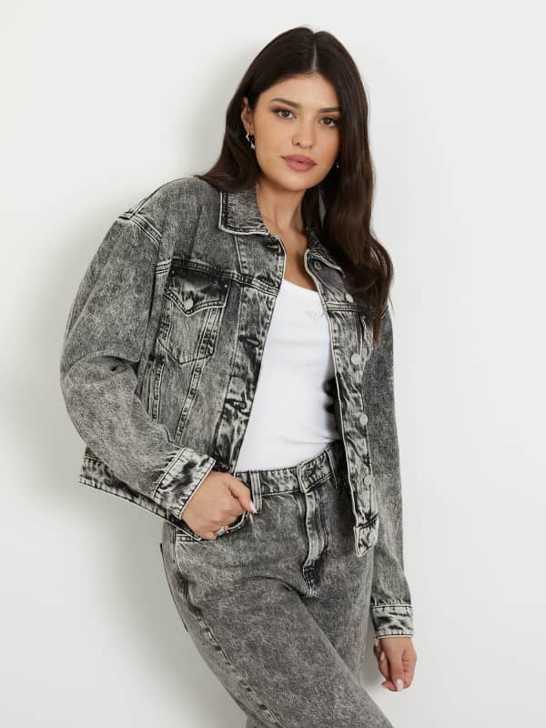 Jacka GUESS Relaxed Fit Denim Jacket Grå | W4RN62D56B3