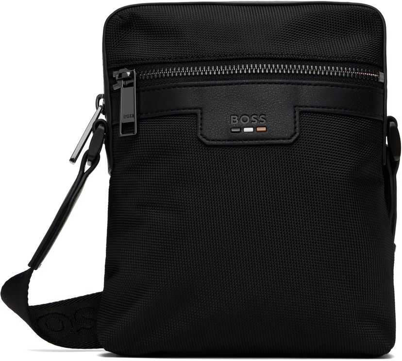 Axelväska BOSS Embossed-Logo Bag Svart | 50536169