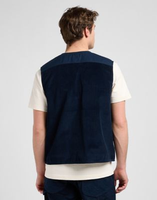 Väst Lee Workwear Regular Mixed Media Vest Rivet Mörkblå | 112371272, 0