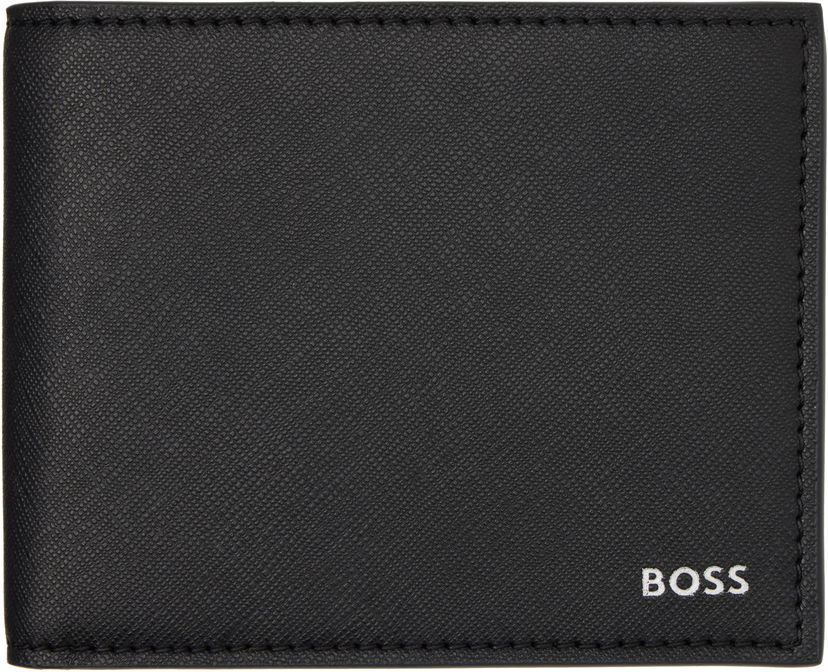 Plånbok BOSS Leather Trifold Wallet Svart | 50536727