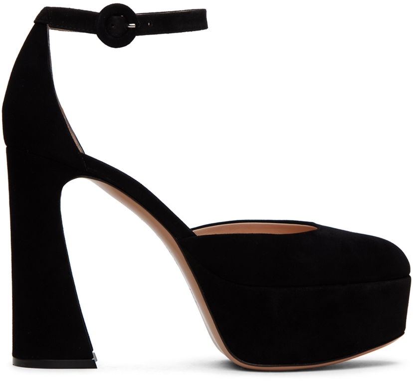 Sneakers och skor Gianvito Rossi D'Orsay Suede Platform Heels Svart | G40389.70RIC.CAM