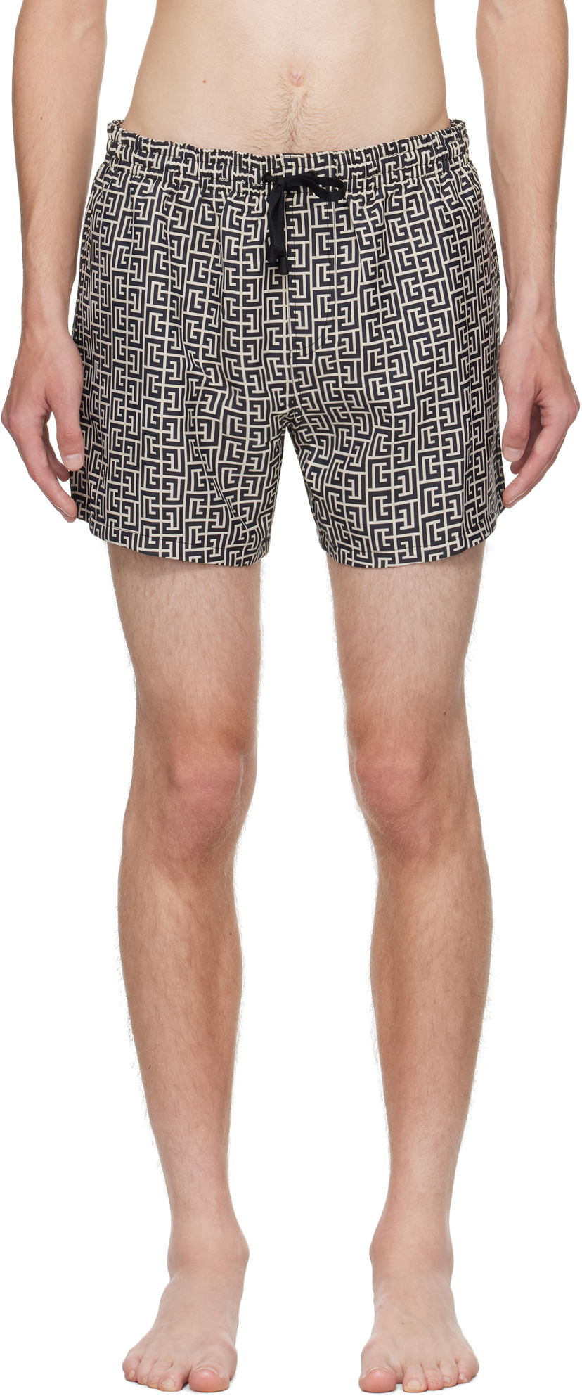 Badkläder Balmain Balmain Monogram Swim Shorts Beige | BWB671500