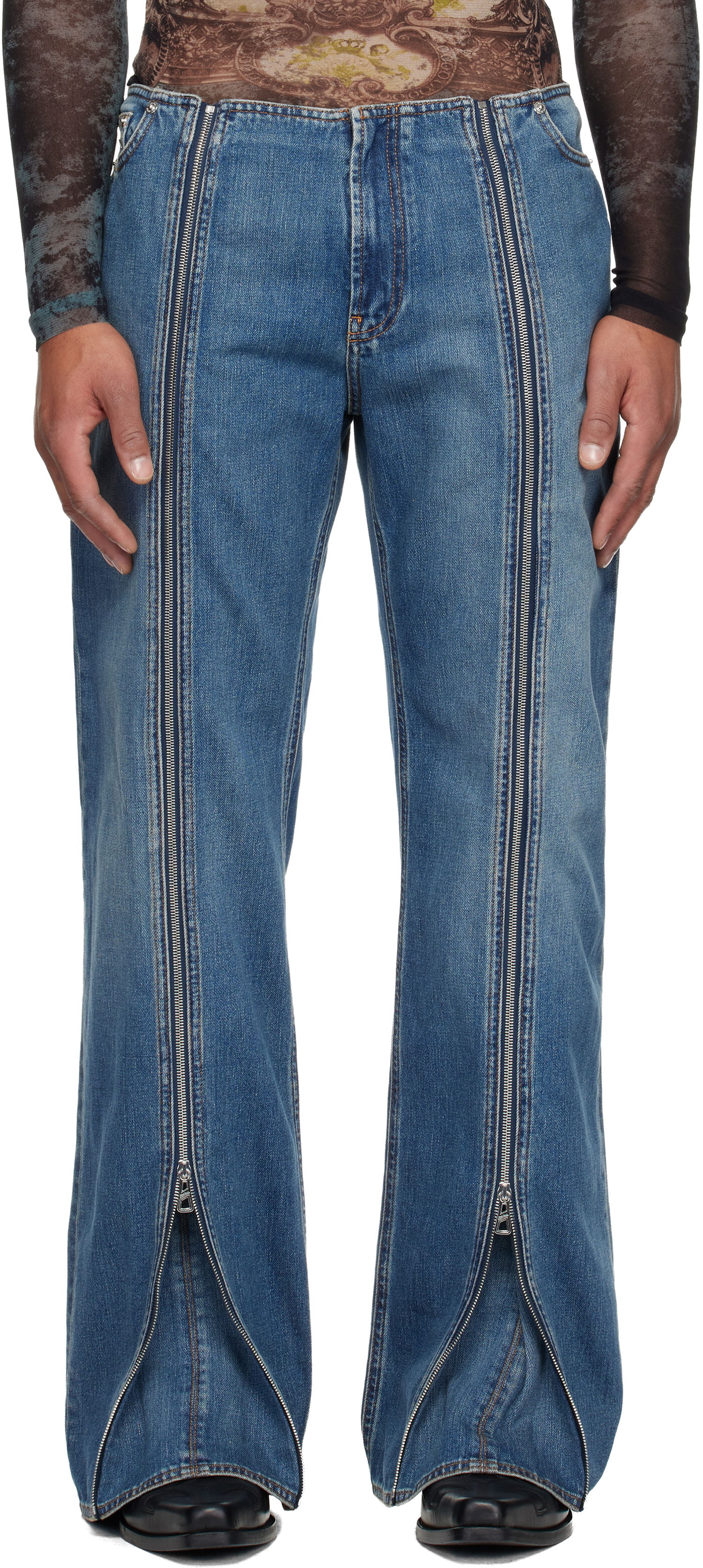 Jeans Jean Paul Gaultier Jean Paul Gaultier Zipped Seam Flare Jeans Blå | 25/04-W-TR031-D025-57, 0