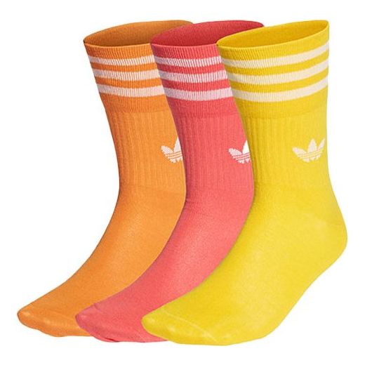 Strumpor adidas Originals Mid Cut Logo Jacquard Socks 3-Pack Flerfärgad | HG5688