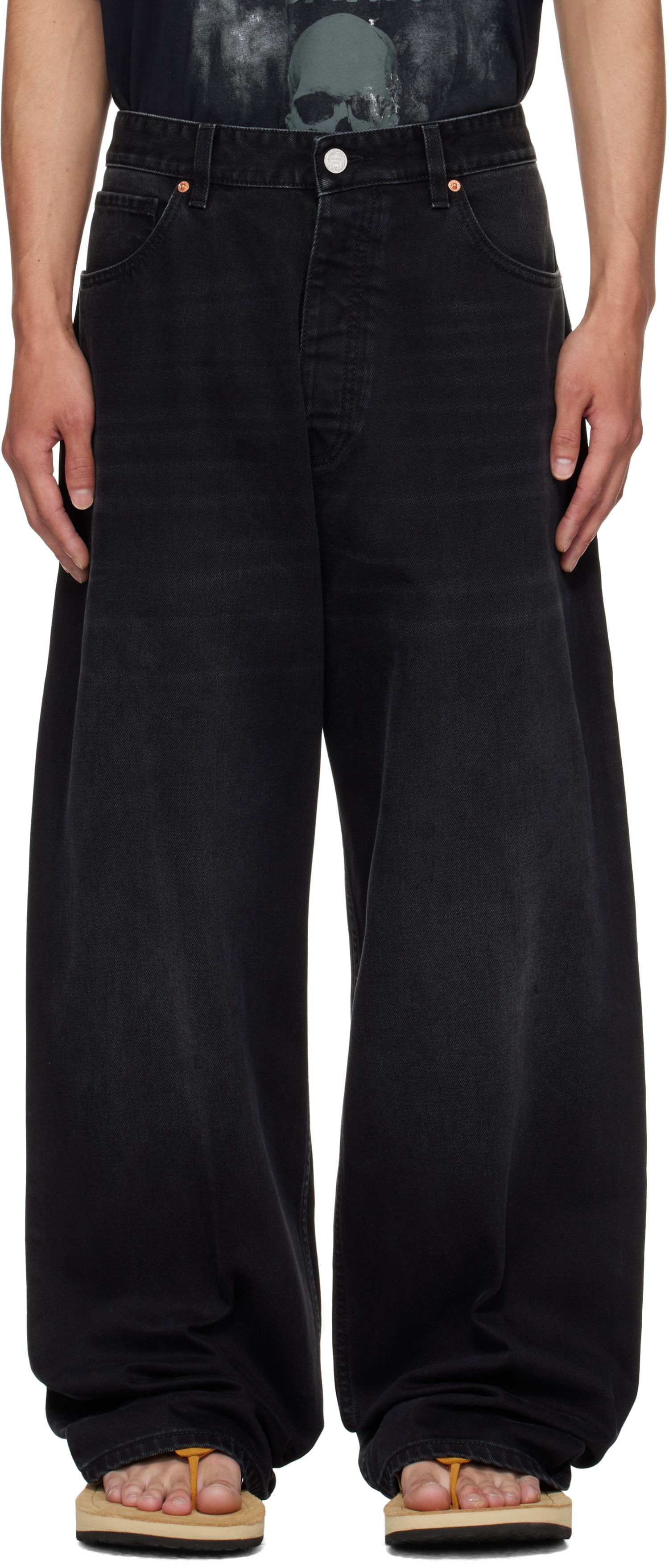 Jeans VETEMENTS Vetements Anarchy Reworked Wide-Leg Jeans Svart | UH76DP110B2, 0