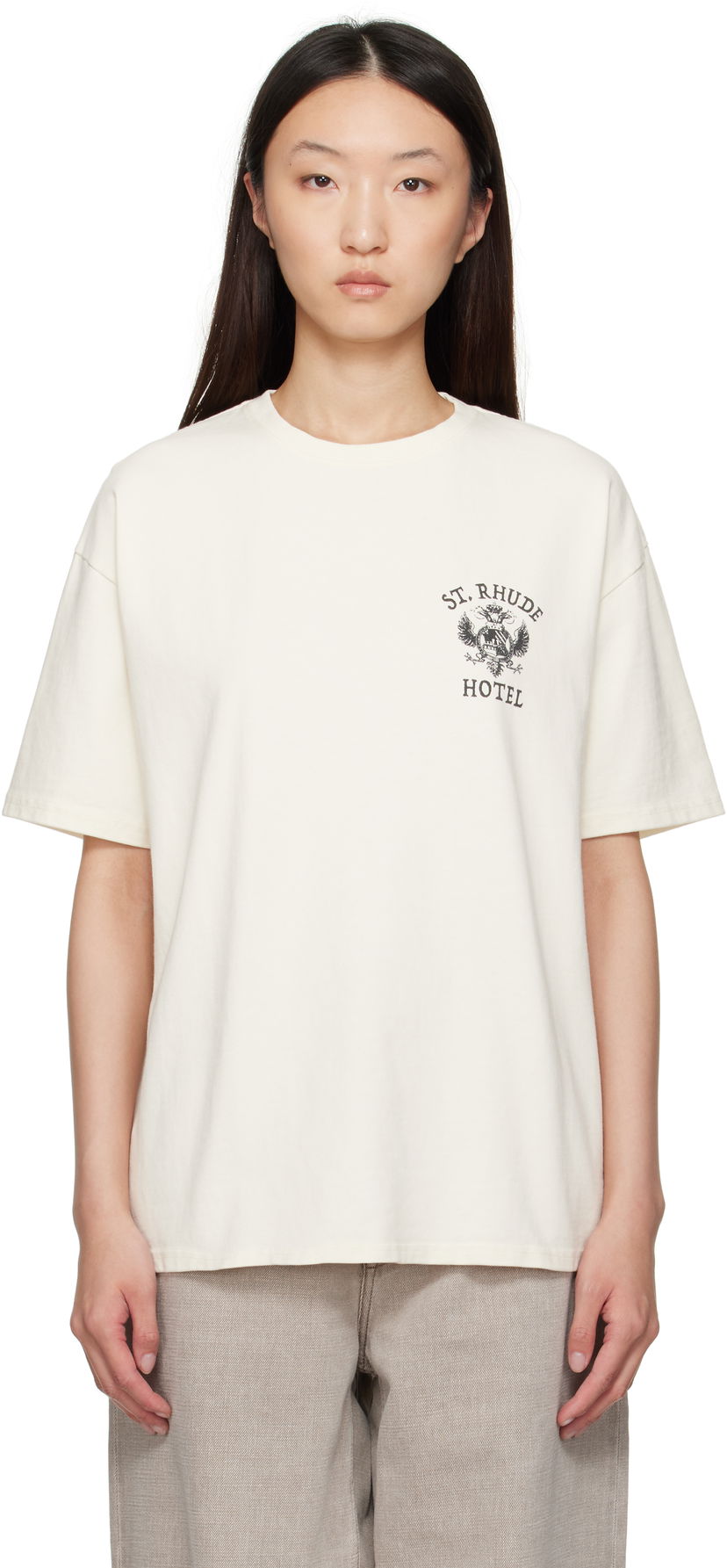 T-shirt Rhude Rhude 'St. Rhude' Seal Graphic T-Shirt Vit | RHPF25TT01012