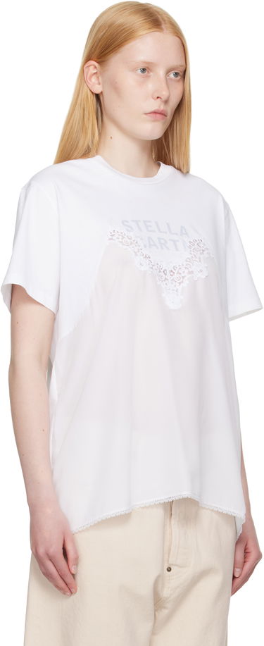 T-shirt Stella McCartney Stella McCartney Lace Jersey T-Shirt Vit | 6J04073SPZ99, 1