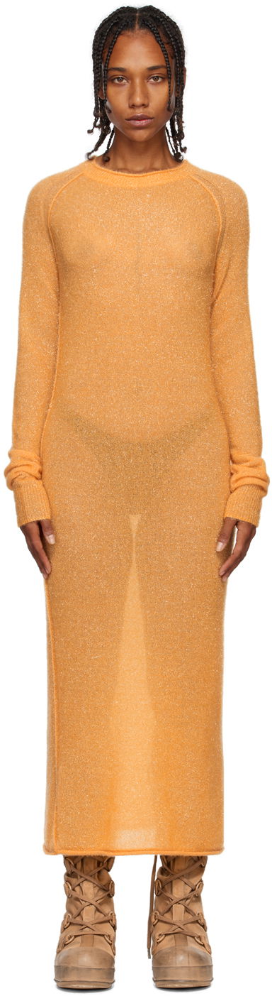 Klä Acne Studios Metallic Thread Maxi Dress Orange | A20438-, 0