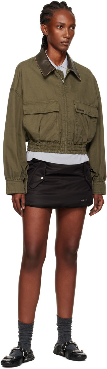 Jacka We11done We11done Leather Collar Cropped Jacket Grön | WD-JP2-25-063-W-KK, 3