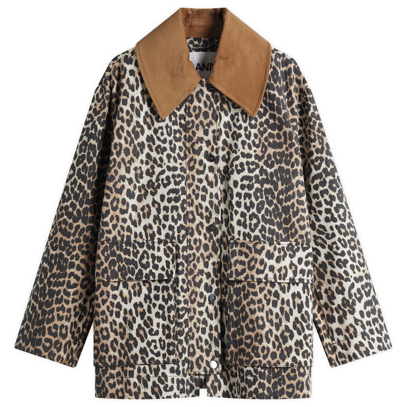 Rockar GANNI Ganni Leopard Print Canvas Midi Jacket Brun | W0391-859