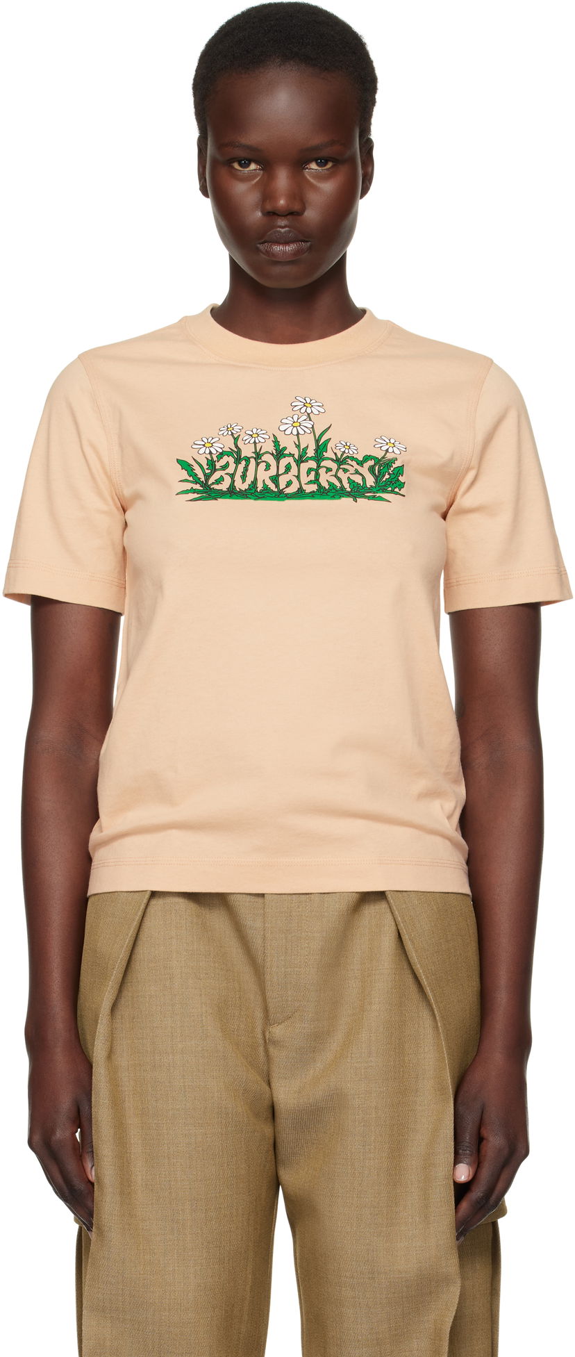 T-shirt Burberry Daisy Logo Cotton T-Shirt Rosa | 8102402