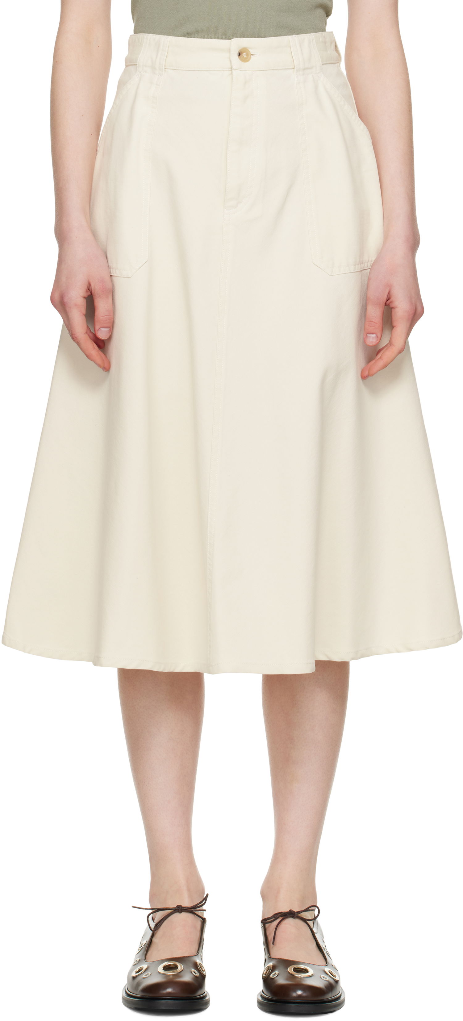 Kjol A.P.C. A.P.C. Laurie Midi Skirt Beige | COGBJ-F06410, 0