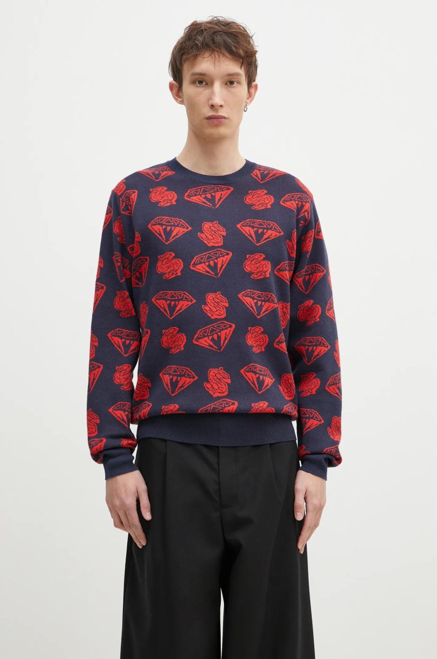 Sweater BILLIONAIRE BOYS CLUB Diamonds & Dollars Knitted Jumper Blå | B24223, 0