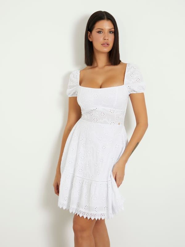 Klä GUESS Eyelets Mini Dress Vit | W4GK50WG590, 0