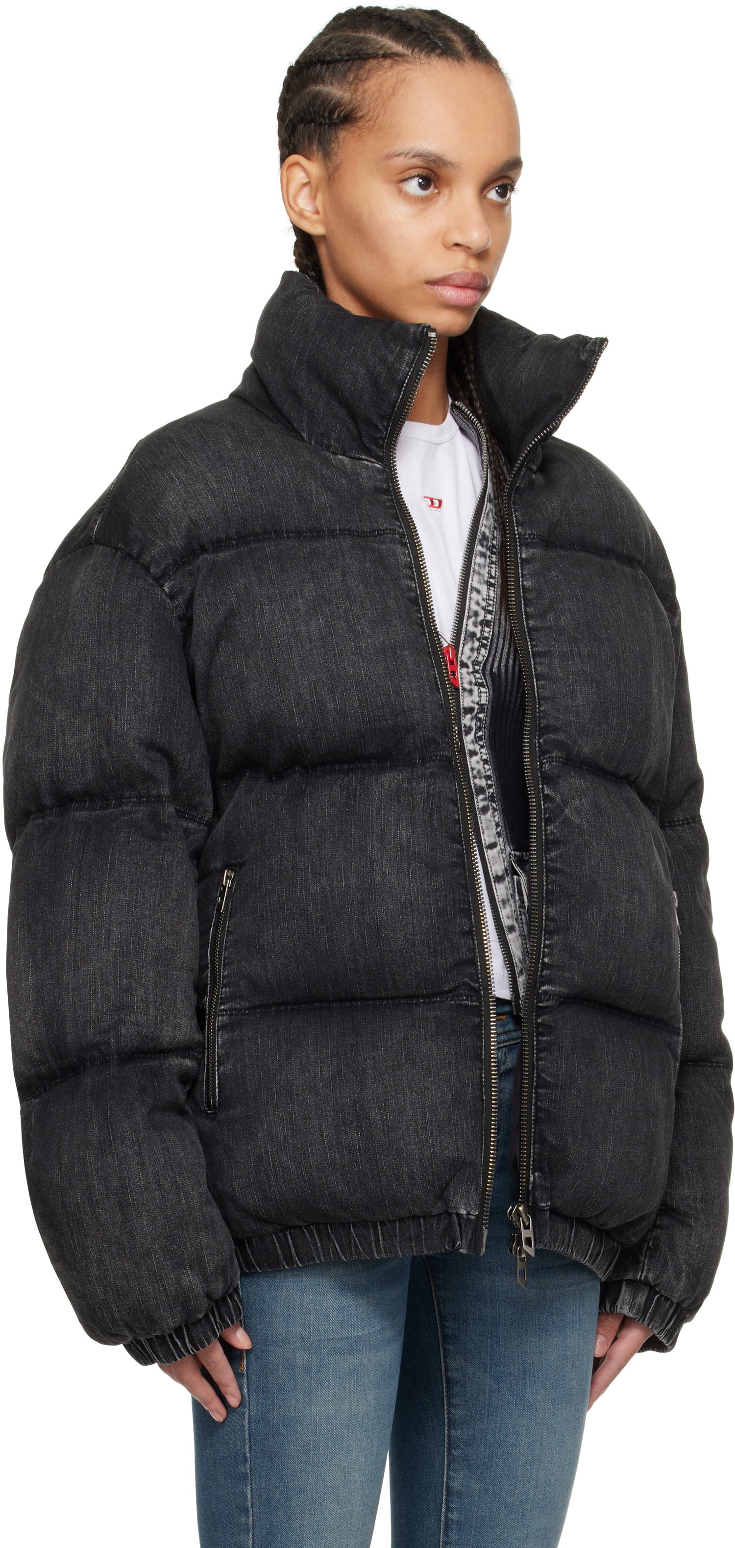 Pufferjacka Diesel Diesel W-Mons-A Denim Puffer Jacket Svart | A16077 0ABCB, 1