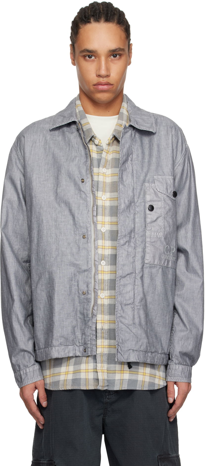 Vindjacka C.P. Company C.P. Company Lino Wax Overshirt Grå | 18CMOS203A-006284G