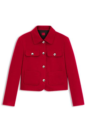 Jacka BOSS Regular-fit cropped jacket with metallic buttons Röd | 50547602, 0