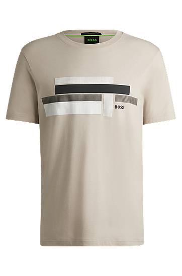 T-shirt BOSS Relaxed Fit Stretch T-Shirt with Logo Artwork Beige | 50538923
