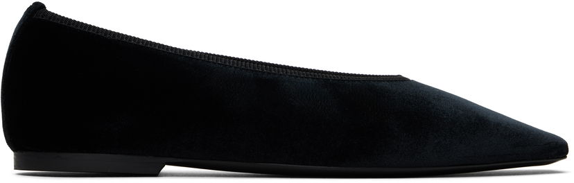 Sneakers och skor TOTEME TOTEME Minimalist Velvet Ballerina Flats Svart | 251-WAS0218-FB0361