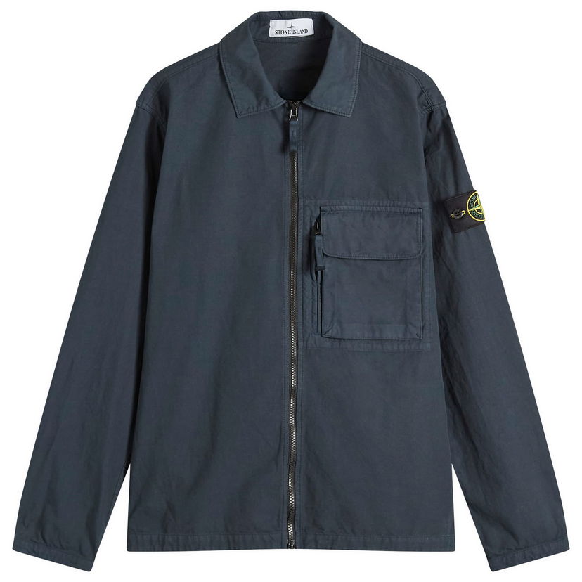 Jacka Stone Island Canvas Weave Zip Shirt Jacket, Size Large Blå | K2S151200004-V0020