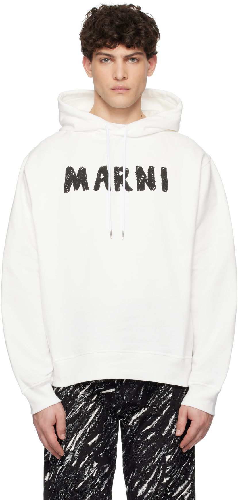 Sweatshirt Marni Marni Crayon Logo Print Organic Hoodie Vit | FUMU0137P2 USCX25
