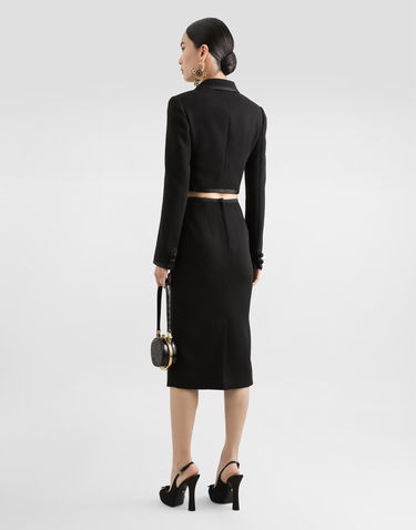 Jacka Dolce & Gabbana Dolce & Gabbana Short Double-breasted Wool Crepe Jacket Svart | F27EHTFUBD2N0000, 2