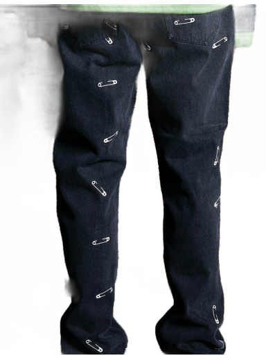 Jeans Pleasures Safety Pin 5 Pocket Denim Jeans Svart | P22W038-BLACK