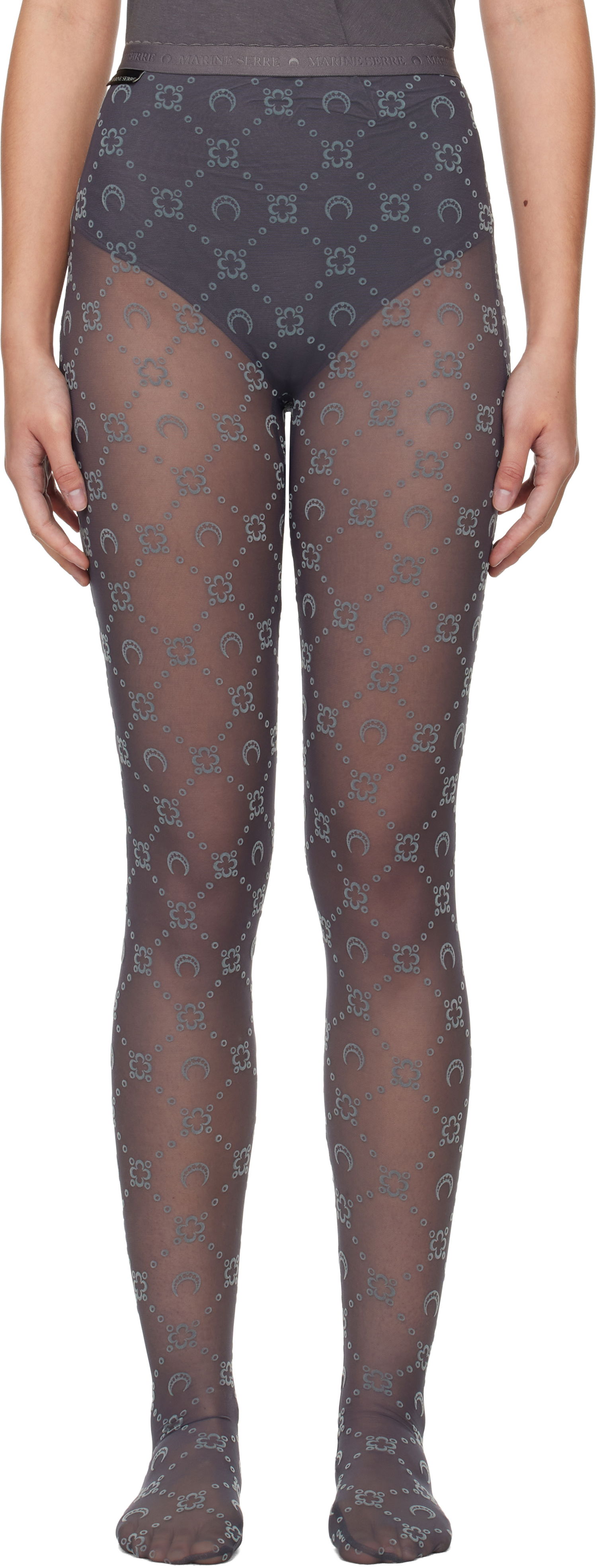Strumpor Marine Serre Recycled Mesh Flock Tights Grå | WUW034A CJER0005, 0