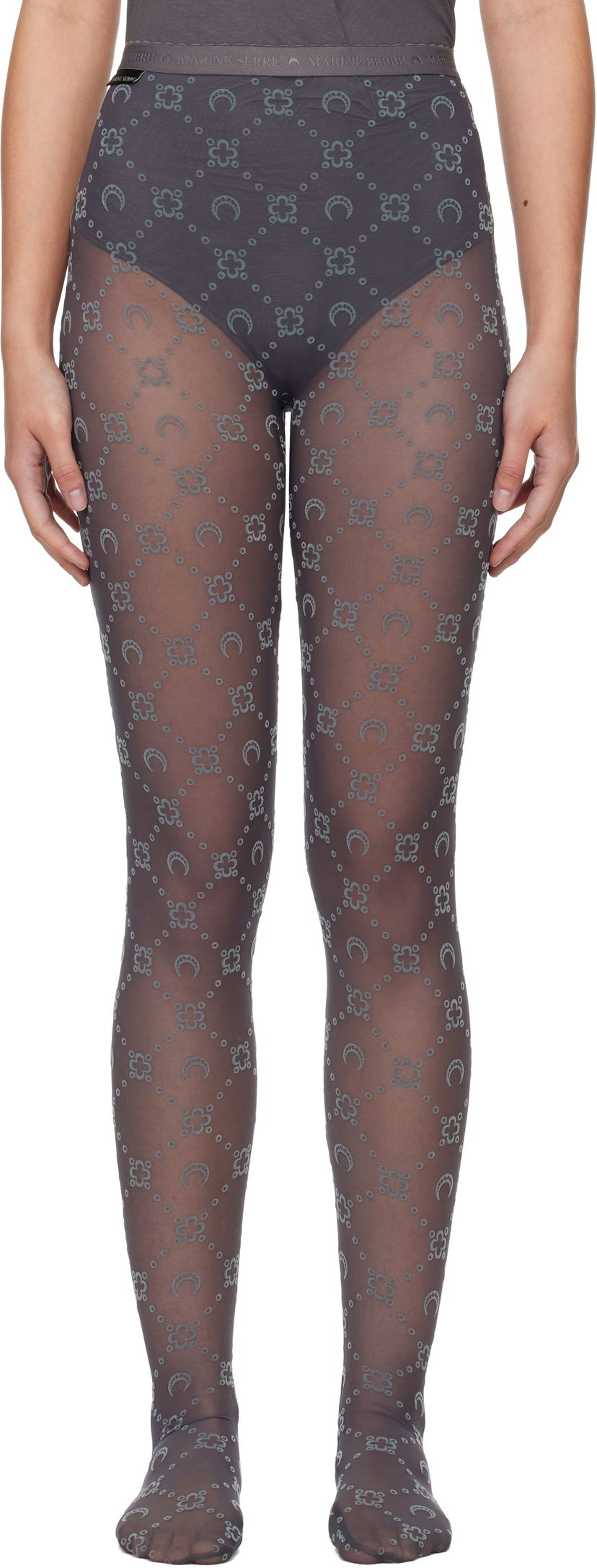 Strumpor Marine Serre Recycled Mesh Flock Tights Grå | WUW034A CJER0005