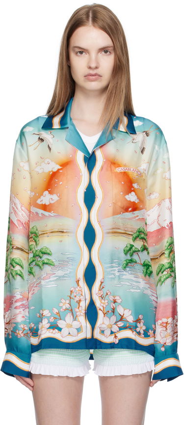 Skjorta Casablanca Casablanca 'Tennis Club' Print Silk Long Sleeve Shirt Flerfärgad | U-WPF25-SH-006-01, 0