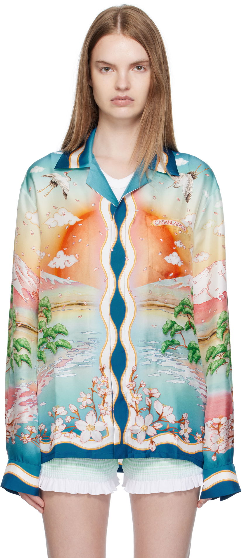 Skjorta Casablanca Casablanca 'Tennis Club' Print Silk Long Sleeve Shirt Flerfärgad | U-WPF25-SH-006-01