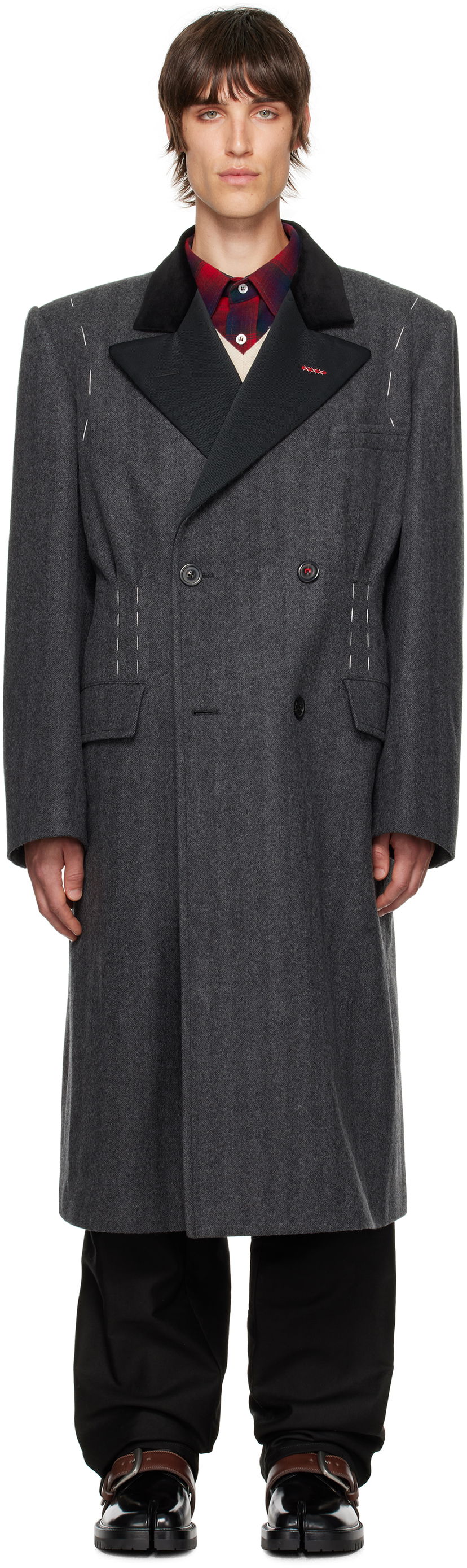 Rockar Maison Margiela Double-Breasted Coat Grå | SI1AA0002 S53338