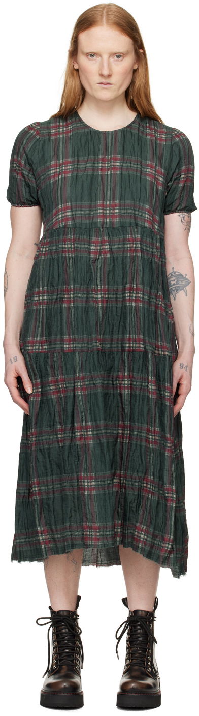 Klä R13 R13 Check Midi Dress Grön | R13WR028-R368B