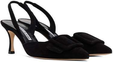 Tillbehör Manolo Blahnik Manolo Blahnik Maysli Slingback Suede Pumps Svart | 219-0182, 3