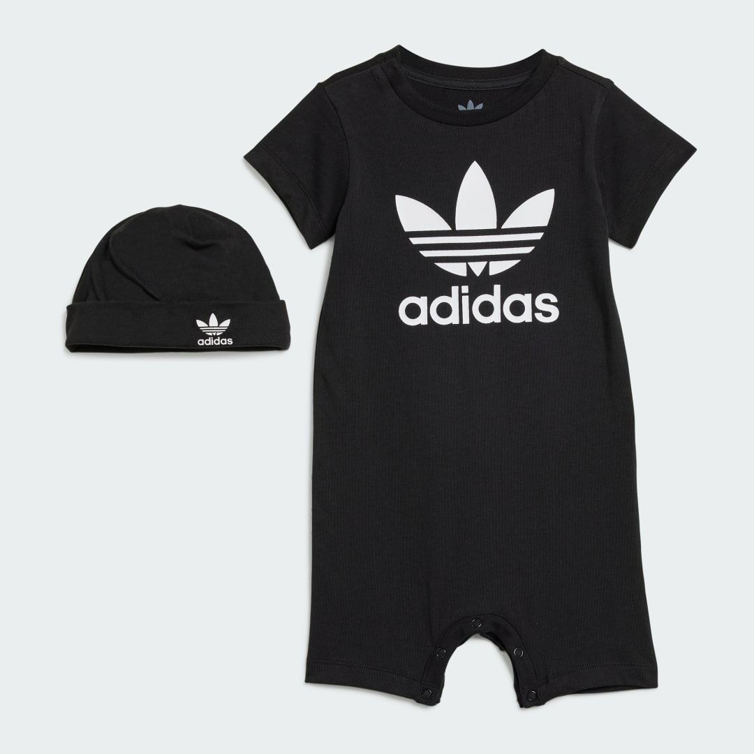 Kropp adidas Performance Baby Trefoil Bodysuit and Beanie Set Svart | IS7257, 0