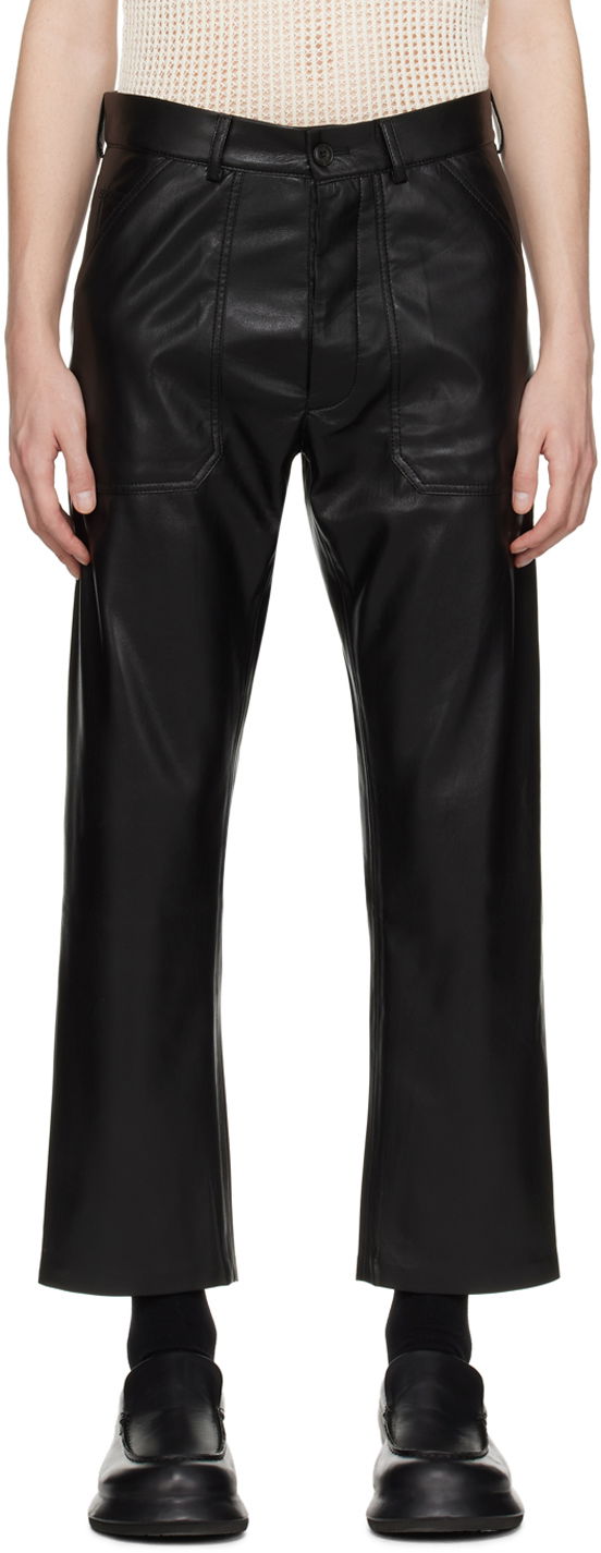 Cargo byxor Nanushka Vegan Leather Trousers Svart | NM22FWPA00599