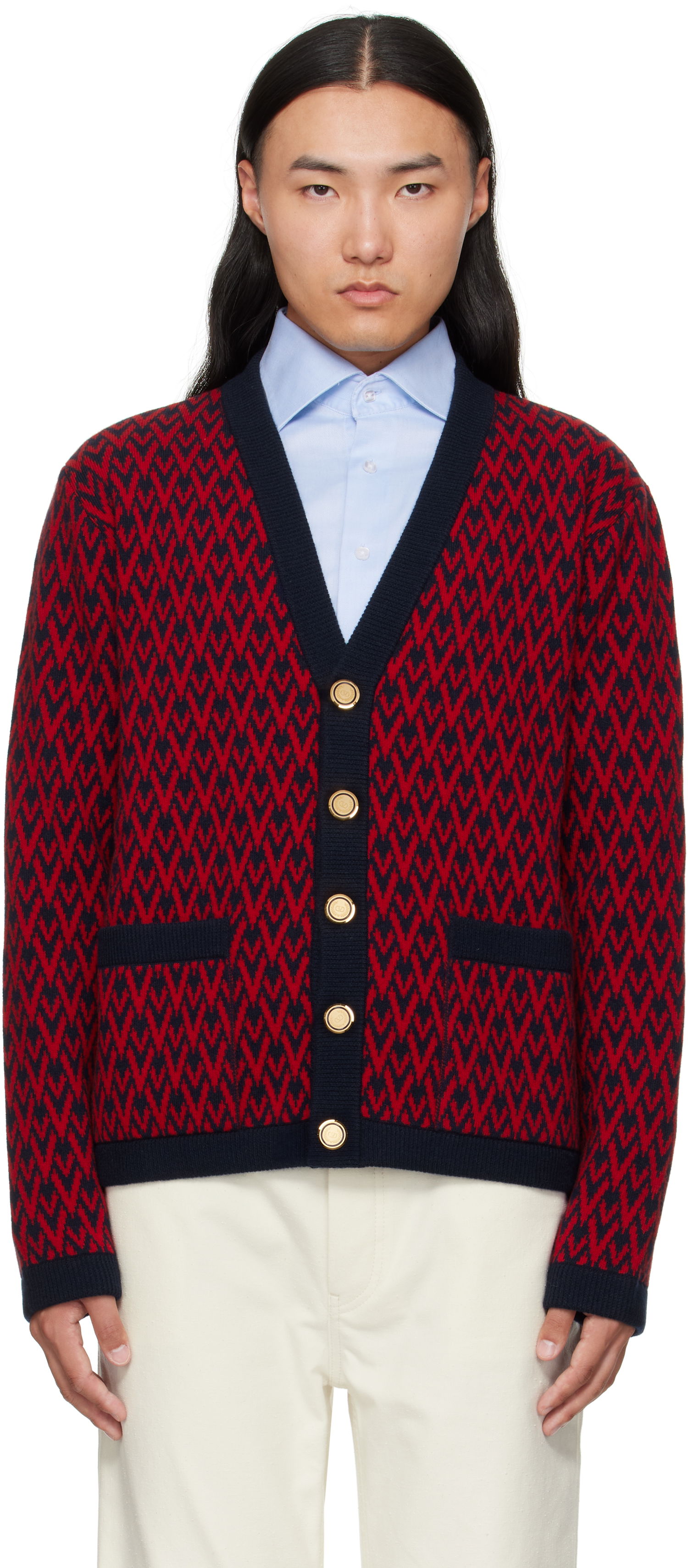 Sweater Valentino Valentino 'Toute La V' Wool Cardigan Röd | 7V3KA04IAR1, 0