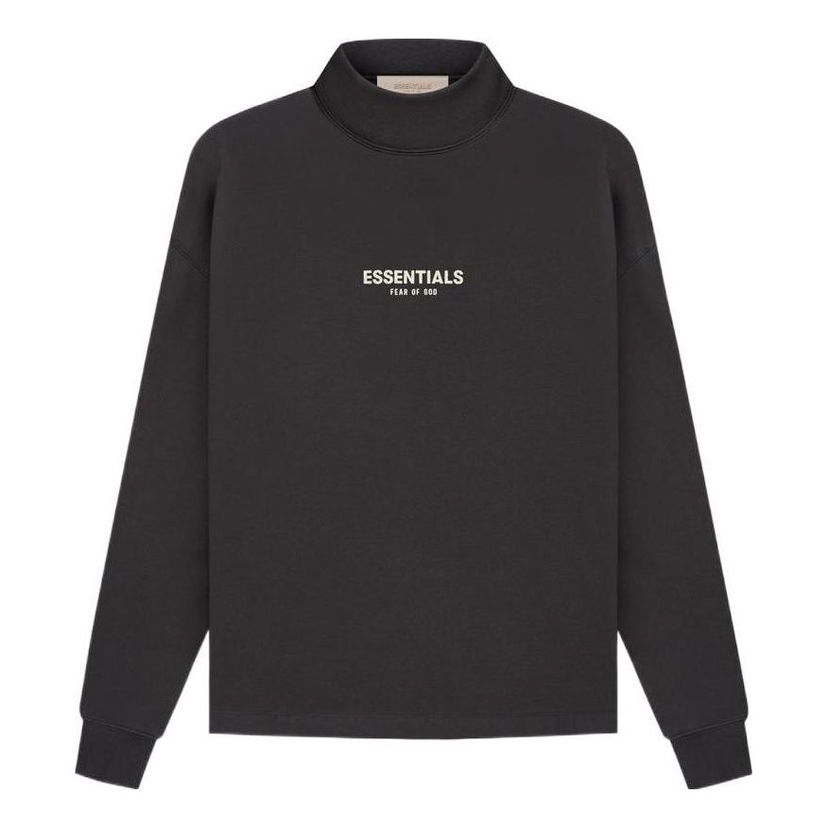 Sweater Fear of God Essentials Relaxed Mockneck Sweatshirt Svart | FOG-SS22-135