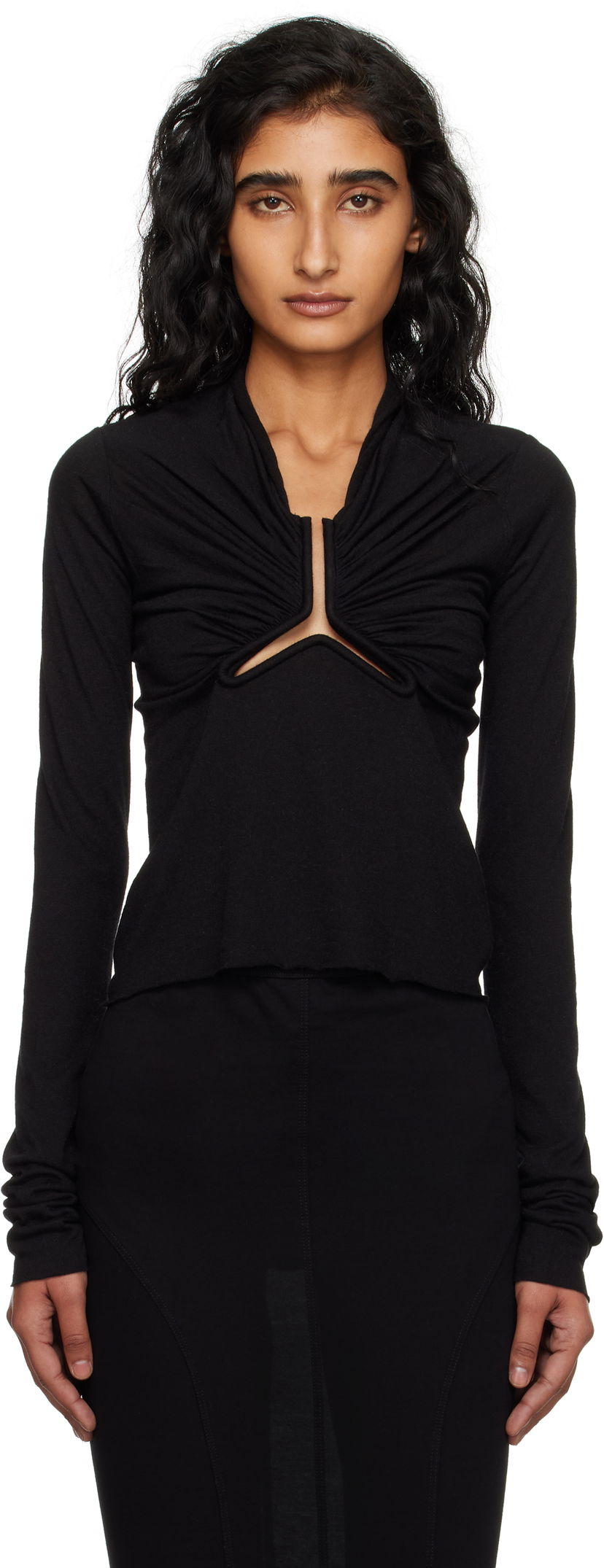 T-shirt Rick Owens Rick Owens Allanah Long Sleeve T-Shirt Svart | RP02E4266 JR