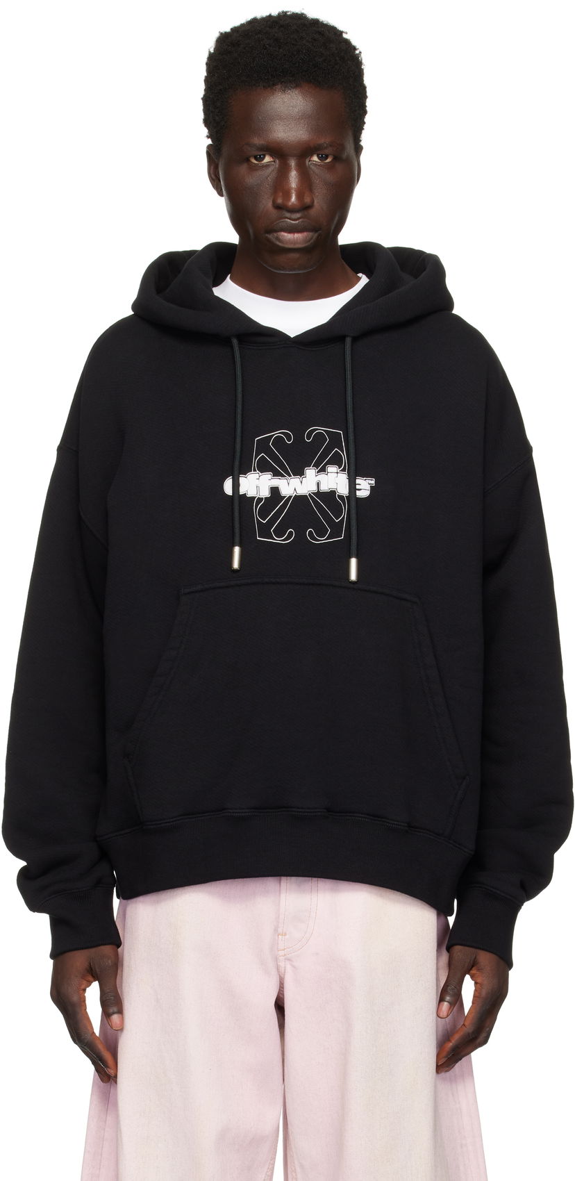 Sweatshirt Off-White Flock Arrow Skate Black Hoodie Svart | OMBB085F24FLE00M1001