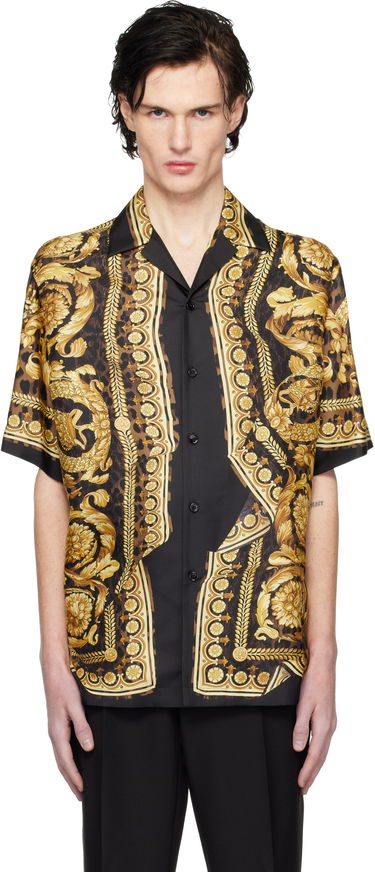 Skjorta Versace Black & Gold Wild Illusion Silk Shirt Svart | 1003926_1A11896, 0