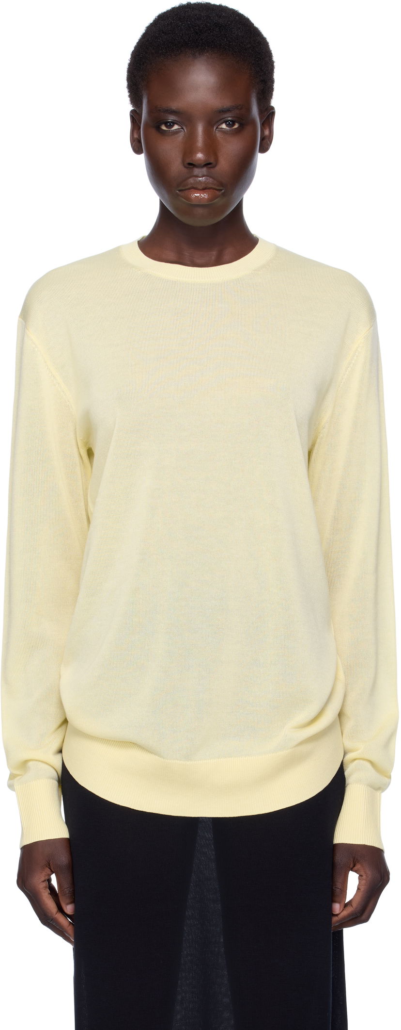 T-shirt TOTEME TOTEME Knit Long Sleeve Tee Gul | 253-WRT0604-YA0079